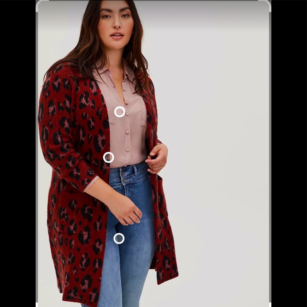 Torrid deep reddish brown leopard Seeger coat cardigan size 2 brand new